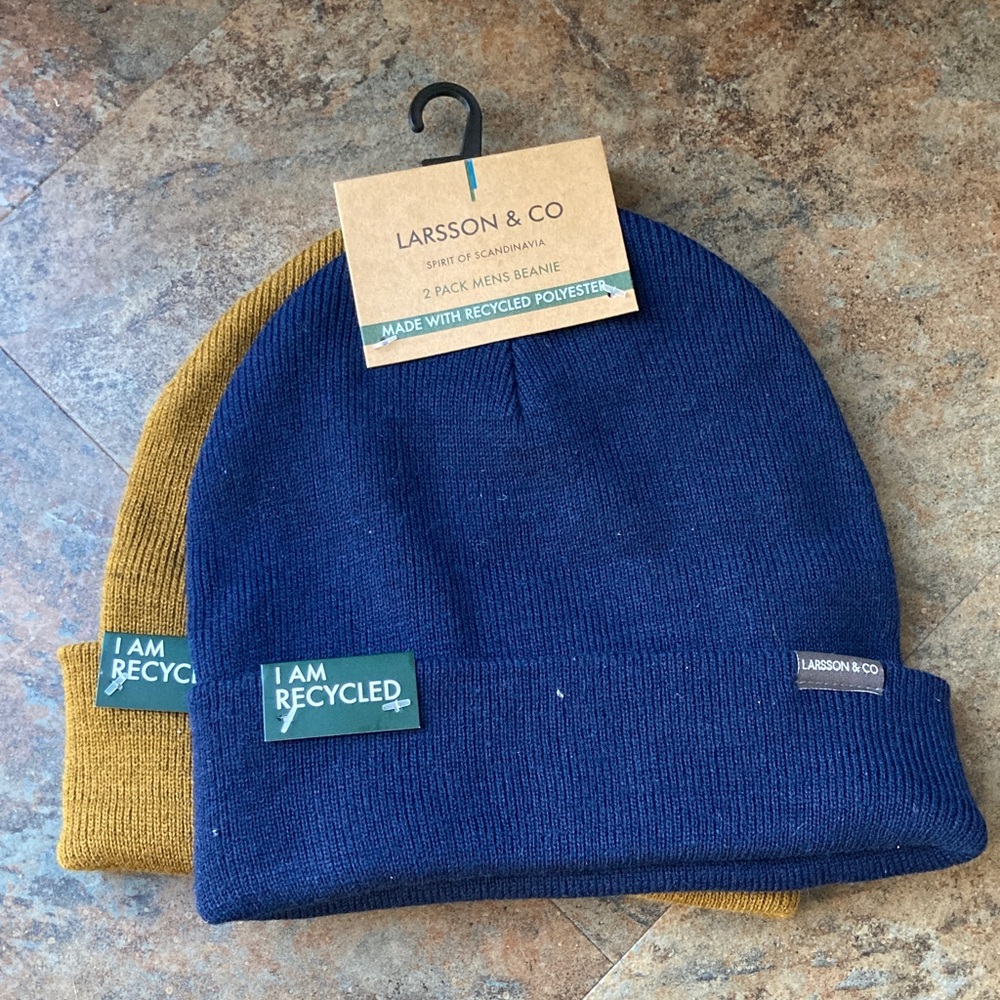 Blue and Brown Men's Beanie Duo